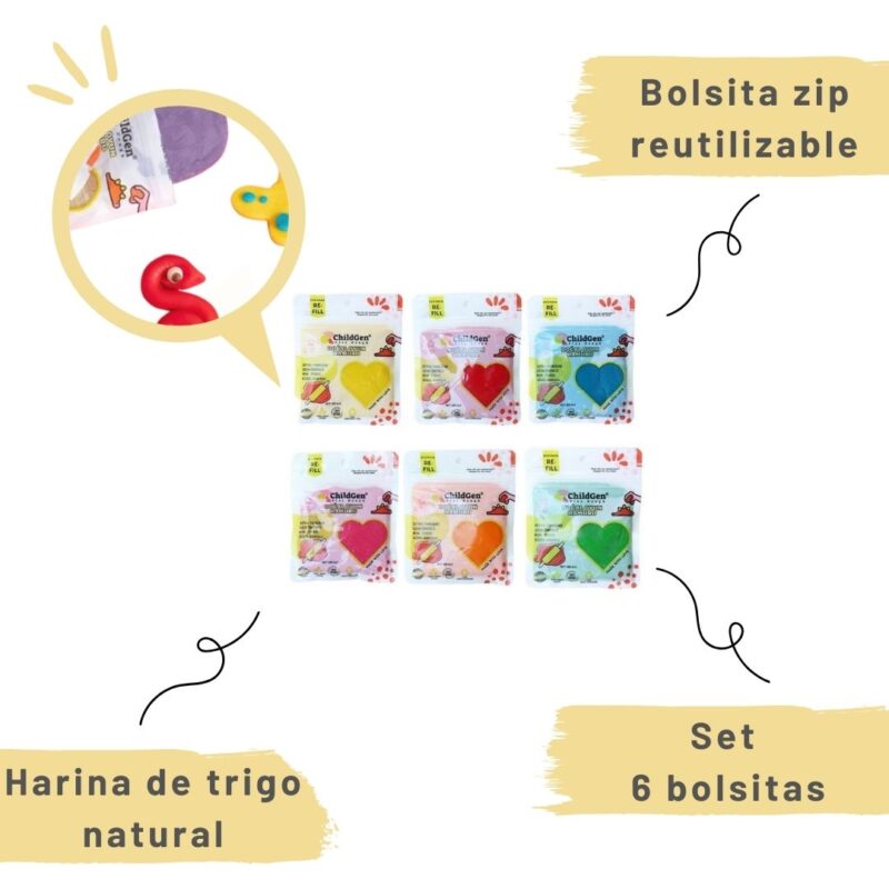 Set de 6 bolsitas de Masa para Modelar - Imagen 2