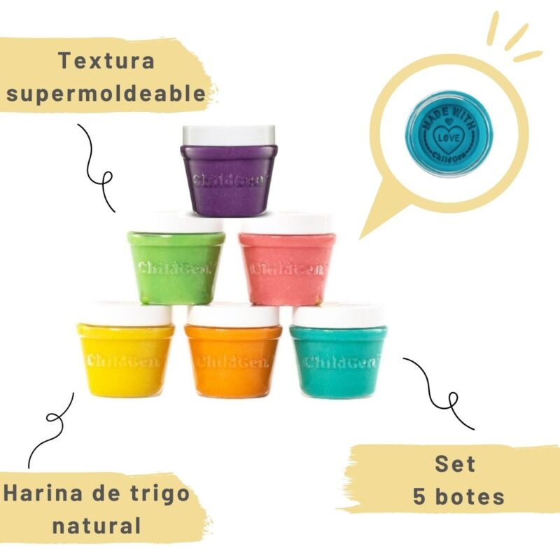 Set de 6 botes de Masa para Modelar Color Pastel - Imagen 2