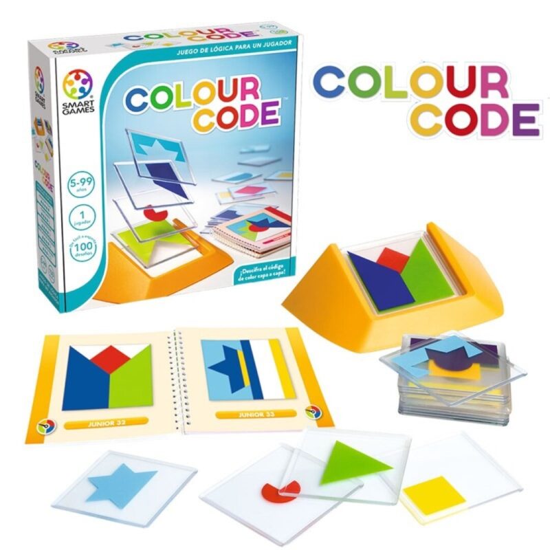 uego Colour Code de Kiboo con piezas transparentes y retos progresivos para desarrollar lógica, visión espacial y concentración.