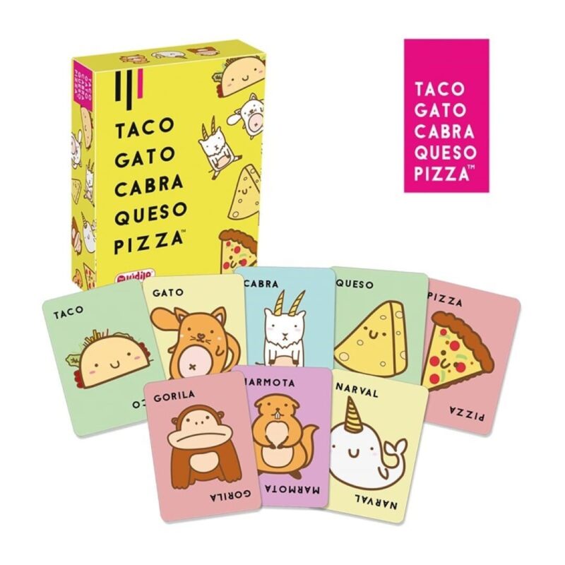 Juego de cartas Taco Gato Cabra Queso Pizza de Kiboo para desarrollar atención, reflejos y coordinación con partidas rápidas y divertidas.
