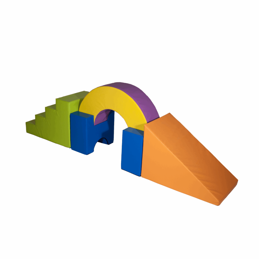 Circuito 94 de psicomotricidad de espuma 320x60x100 cm para niños de 6 a 11 años, fomenta equilibrio, coordinación y fuerza en espacios educativos
